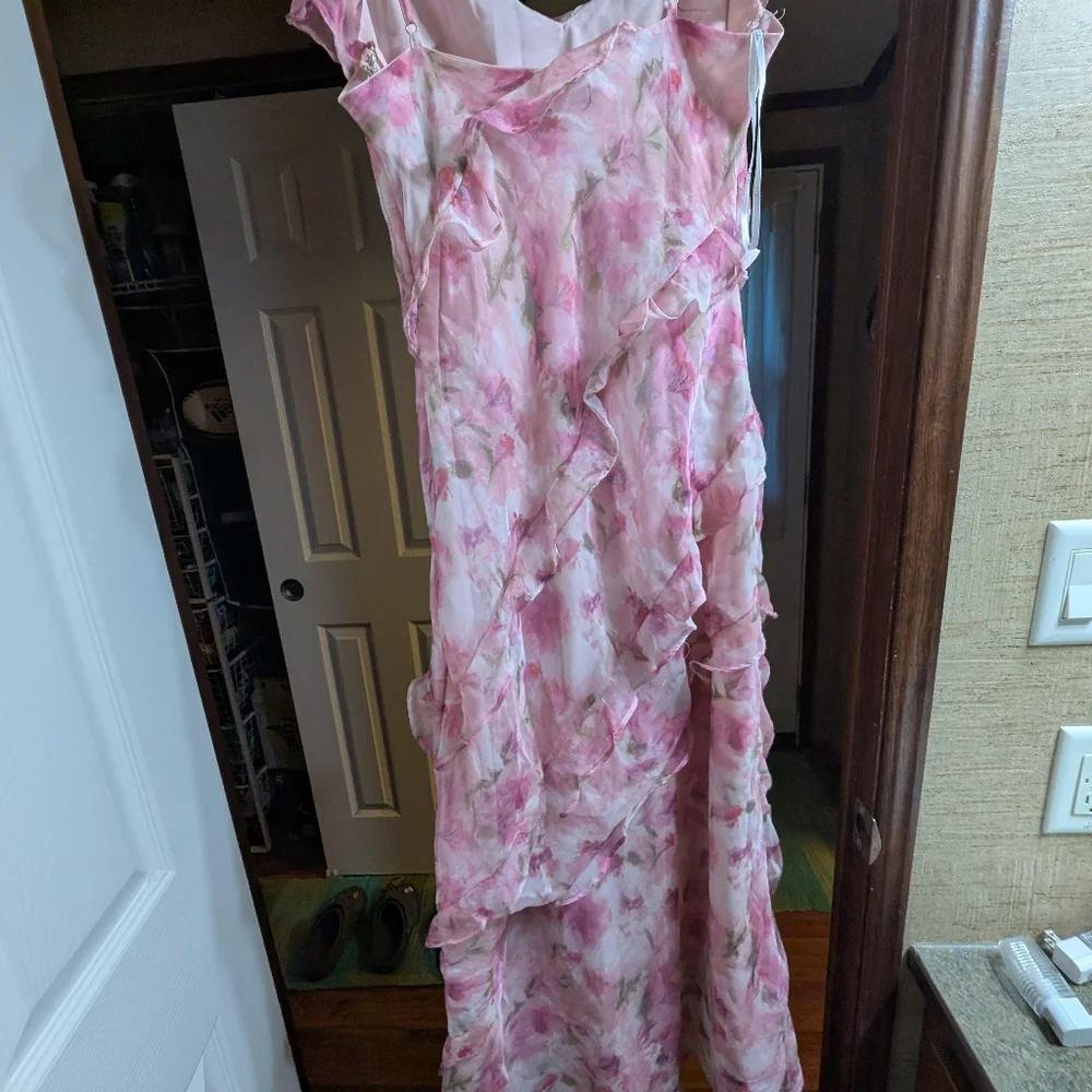 Lulu's Pink Floral Ruffled Slip Dress - Picture 11 of 13